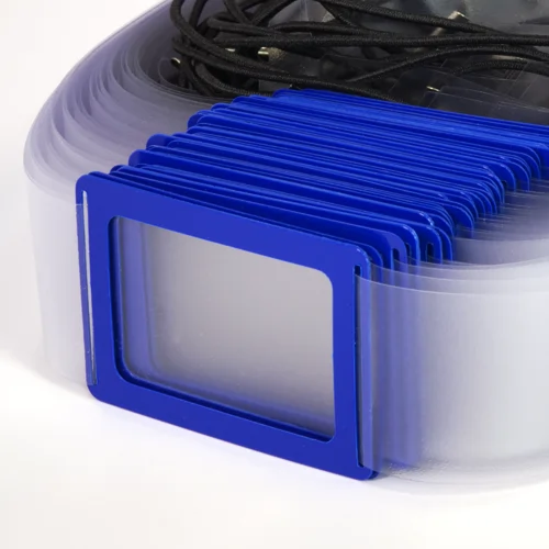 Okienka typu P przewlakene przez pasek, miękka folia 100 µm, pasek z gumką tekstylną